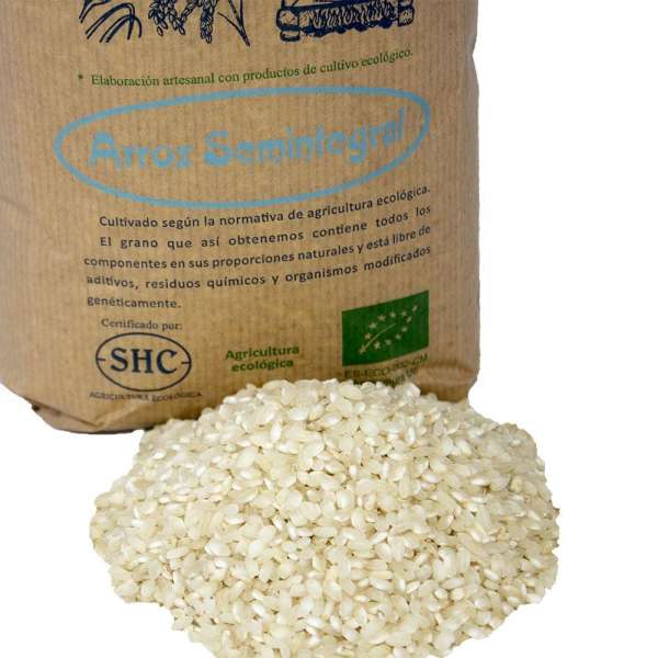 Arroz Semintegral Río Segura, embalagem de 25 kg. Este arroz semi-integral (variedade